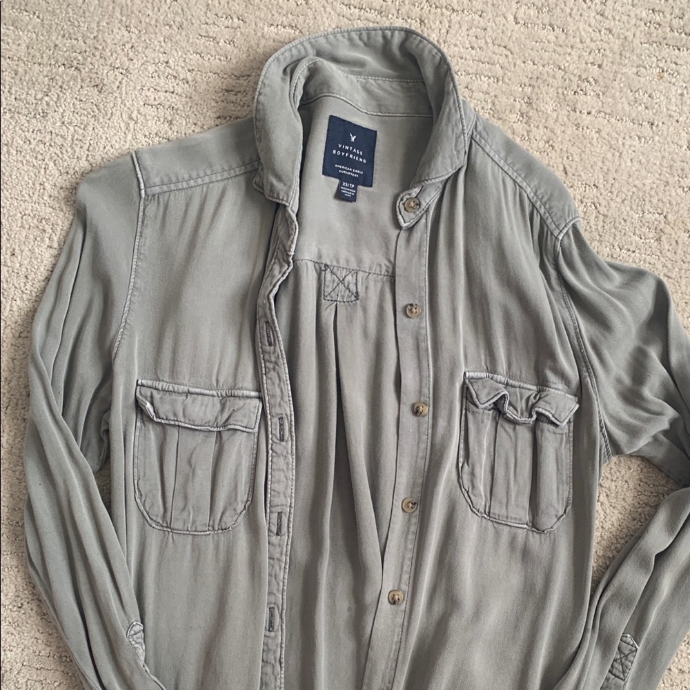 Green denim long sleeve